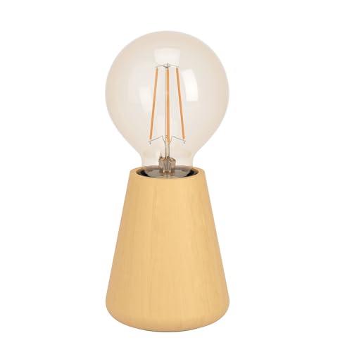 Eglo Table lamp Asby, Decorative Japanese Bedside lamp, Wooden Living Room and Bedroom Lighting, Night Light Made of Light Brown Wood, FSC-Certified, E27 Socket