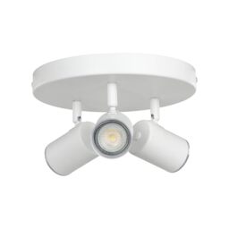Eglo Spotlight bar Consuma 1, Bathroom Light Fitting with 3 Flexible Spots, Round Ceiling lamp Kitchen Made of White Steel, GU10 Socket, IP44