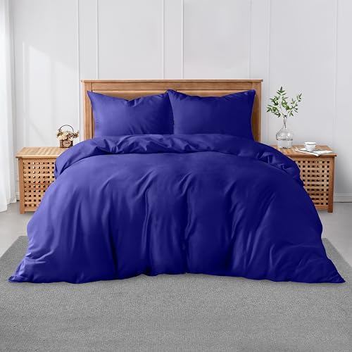 GC GAVENO CAVAILIA Super King Plain Dyed Duvet Cover Set with Pillowcase - Soft Comfortable, Lightweight Polycotton Bedding, Easy-Care - Quilt Comforter Cover - Royal Blue