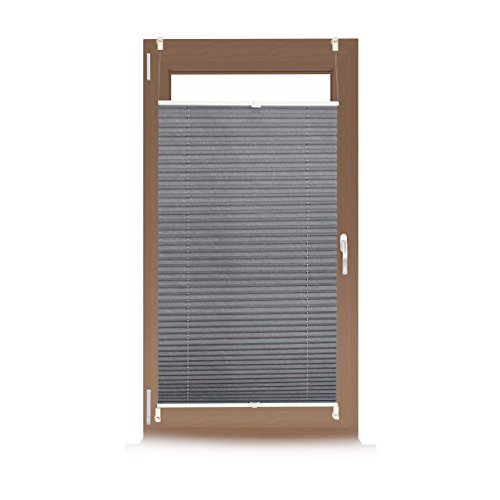 Relaxdays Pleated Blinds, No-Drilling, Grey, 90 x 210 cm, Polyester, Transparent, Klemmfix, Modern Style