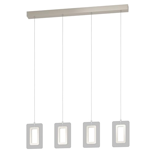 Eglo LED Pendant Light Enaluri, 4-Light Hanging lamp, Suspension lamp Made of Steel and Plastic, Dining Table lamp in Matte Nickel, Satin Finish, Hanging Living Room lamp, Warm White