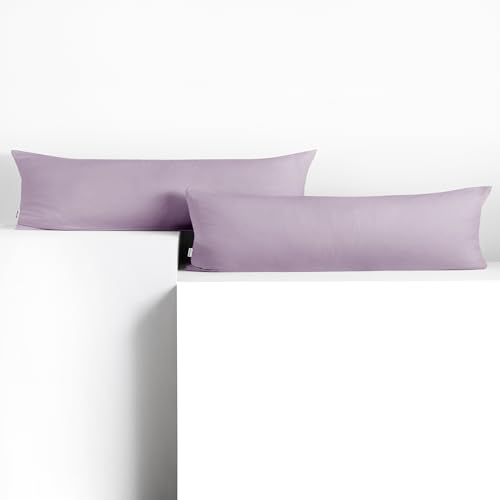 DecoKing 2 Pillowcases 20 x 145 cm Jersey Cotton Zip Purple Amber