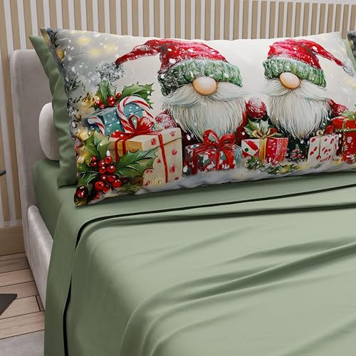 PETTI Italian Artisans - Cotton Sheets with Christmas Digital Print Pillowcases, Christmas Single Sheets, Christmas Single Bed Set, Xmas 11 Green, 100% Made in Italy