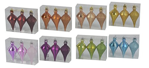 Christmas Gifts 41893 Christmas Decoration Droplet drop shape with 8-Assorted (Pack of 3)