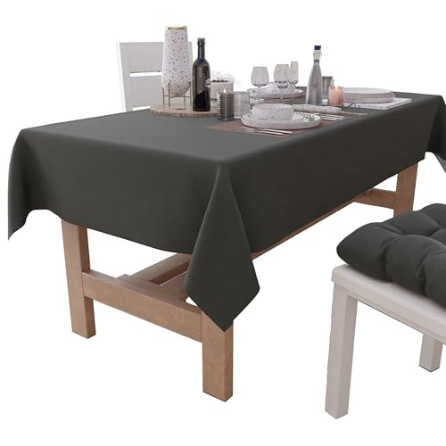 PETTI Artigiani Italiani - Rectangular Tablecloth, Elegant Tablecloth, Plain Cotton Tablecloth, Kitchen Table Cover, Smoky Grey Tablecloth X12 Seater (140 x 240 cm), 100% Made in Italy