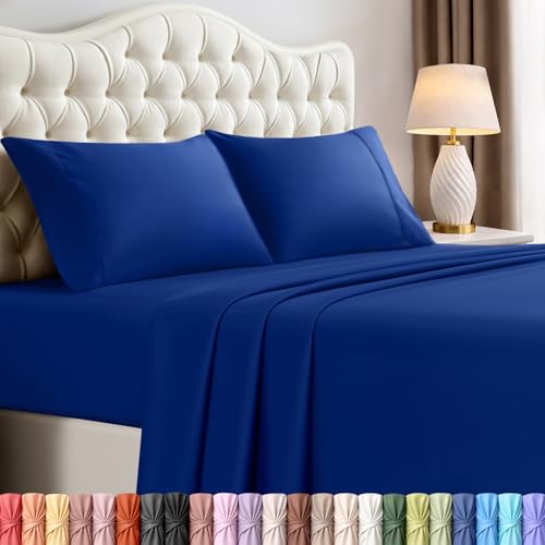 Utopia Bedding King Bed Sheets Set - 4 Piece Bedding - Brushed Microfiber - Shrinkage and Fade Resistant - Easy Care (King, Royal Blue)