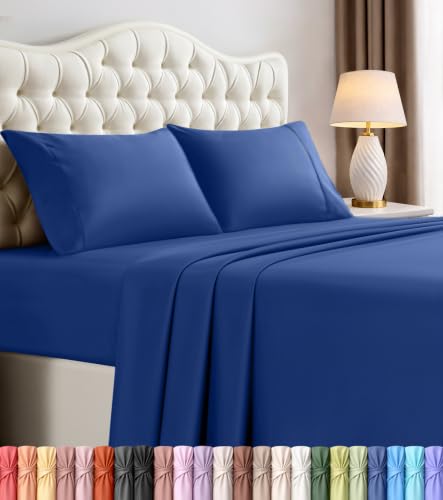 Utopia Bedding King Bed Sheets Set - 4 Piece Bedding - Brushed Microfiber - Shrinkage and Fade Resistant - Easy Care (King, Royal Blue)