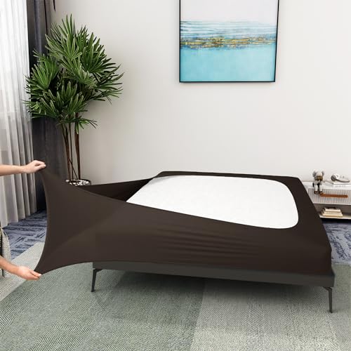 Alyvia Spring Box Spring Cover Jersey Knit Stretchy All Four Sided Bed Skirt for Hotel Home King/California King Brown