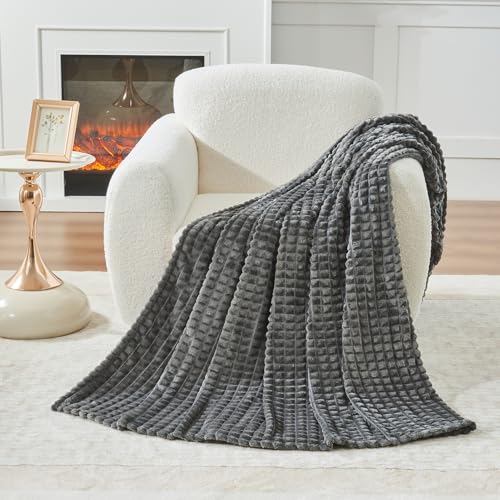 GC GAVENO CAVAILIA Large Fluffy Blanket Throws for Sofas and Beds - Soft Warm Sherpa Fleece Blanket King Size, Cosy Plush Sofa Throw Blanket, Bed Throw for Living Room or Bedroom,(200x240cm) Charcoal