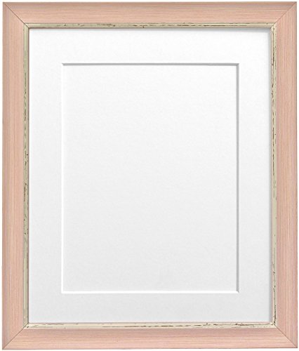 "FRAMES BY POST Nordic Distressed Pink Photo Frame with White Mount 12""x10"" Pic Size 10""x8"""