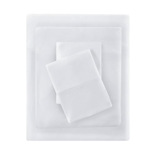 "Intelligent Design Cotton Blend Jersey Knit Bed Sheet Set Wrinkle Resistant, Soft Sheets with 14"" Deep Pocket, All Season, Cozy Bedding-Set, Matching Pillow Case, Twin XL, White 3 Piece"