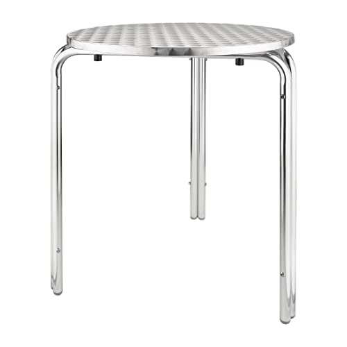 Bolero Round Stackable Bistro Table - Indoor and Outdoor Use, Non-Marking Foot Plugs 600mm U431