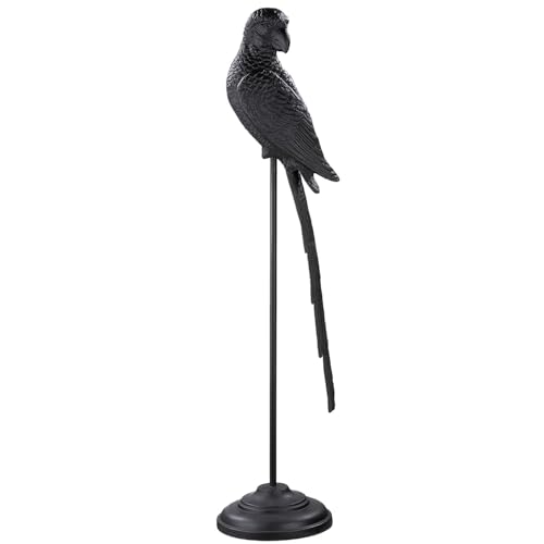 GILDE Parrot Aluminium Figurine – Black Matt – Bird – Height 97 cm – Decoration – Sculpture – Home Accessory