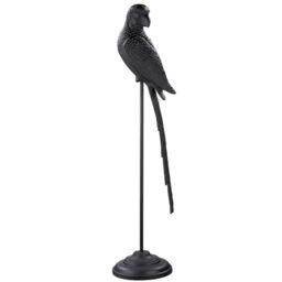 GILDE Parrot Aluminium Figurine – Black Matt – Bird – Height 97 cm – Decoration – Sculpture – Home Accessory