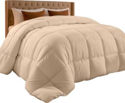 Utopia Bedding Comforter Duvet Insert - Quilted Comforter with Corner Tabs - Box Stitched Down Alternative Comforter (Queen, Beige)
