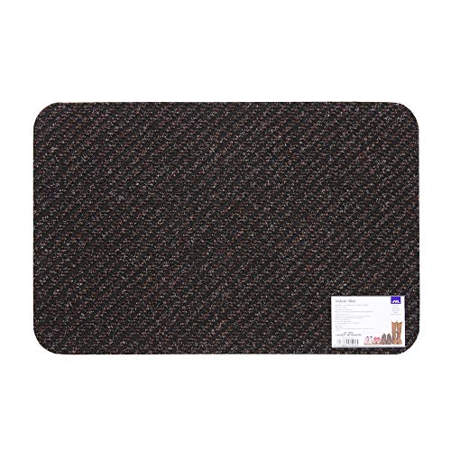 JVL Conquest Ribbed Gel Backed Entrance Door Mat, Brown