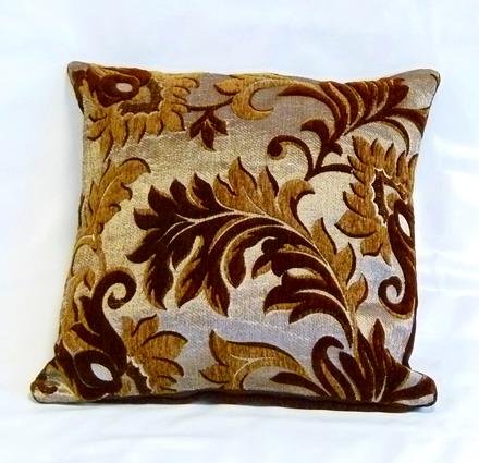 Emma Barclay Rome - Damask Chenille Cushion Cover in Chocolate - 17x17 (43x43cm)