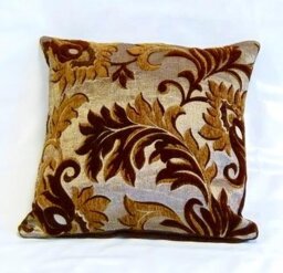 Emma Barclay Rome - Damask Chenille Cushion Cover in Chocolate - 17x17 (43x43cm)