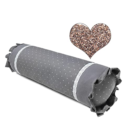 Edomi Buckwheat Cylinder Neck Roll Pillow Cervical Pillow Buckwheat Hulls Filling Bolster for Cool Sleep Neck Support for Lumbar Back and Side Sleepers (16x4 inch, Grey)