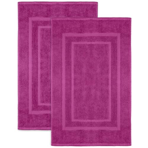 NatureMark Pack of 2 Terry Towelling Bath Mats, 50 x 80 cm, 100% Cotton, Pink
