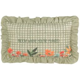 furn. Meadow Haze Polyester Filled Cushion – Floral Cottagecore Embroidered Ruffle Trim Decorative Pillow (Green – 30x50cm)