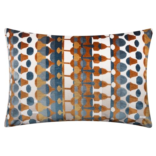 furn. Metro Abstract Polyester Filled Cushion – Geometric Velvet Jacquard Decorative Pillow (Ginger – 40x60cm)