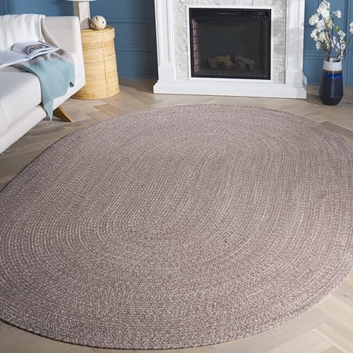 Safavieh Traditional Rug Living Room, Dining Room, Bedroom - Reversable - Braided Collection, Short PIle, in Ivory and Beige, 122 X 183 cm