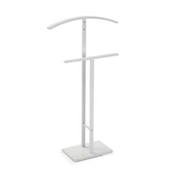 Versa Lund Valet stand Multifunctional with 2 Hangers or Hangers for Men's or Women's Clothes, Measurements (H x L x W) 100 x 20 x 40 cm, Steel, Colour White