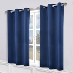 "Superior Blackout Curtains, Room Darkening, Bedroom, Drapes, Kitchen, Living Room Window Accents, Sun Blocking, Thermal, 2 Pack, 8 Grommets, Solid Blackout Curtains, Set of 2, 52"" x 72"", Navy Blue"