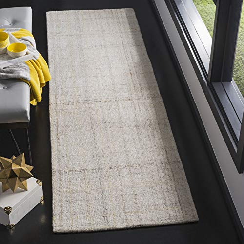Safavieh Contemporary Rug for Living Room, Dining Room, Bedroom - Abstract Collection, Short Pile, in Ivory, 68 x 244 cm