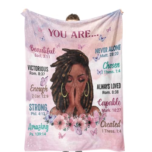 TRENDYNEST Inspirational Quotes Throw Blanket for Girls Women,Inspirational Positive Thoughts Soft Fleece Blankets for Bedroom Christian Gift 50x60 Inch