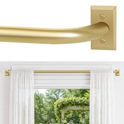 ZYRW Gold Curtain Rods, Room Darkening Curtain Rods for Windows 48 to 90 Inches(4-7.5Ft), Wrap Around Curtain Rods, Modern Design Decorative Window Treatment Rod, Gold