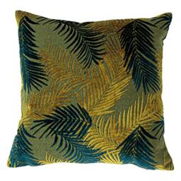 Paoletti Palm Grove Polyester Filled Cushion, Gold/Teal, 50 x 50cm