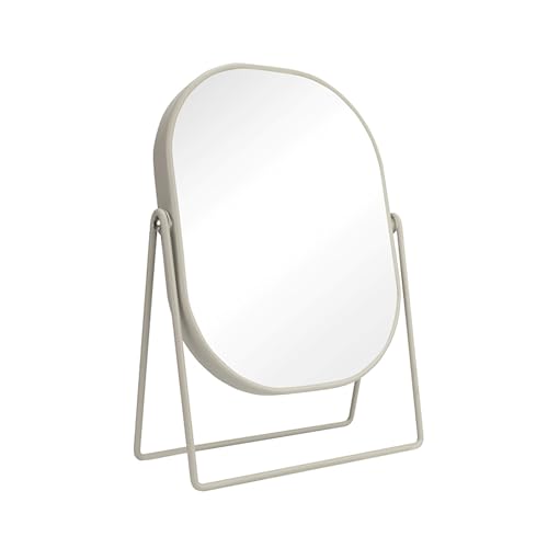 Jean & Len 20x27cm Iron Vanity Mirror - Heavy Duty & Scratch Resistant - Matte & Stylish Finish - 3x Magnification Back - Oval Small Mirror
