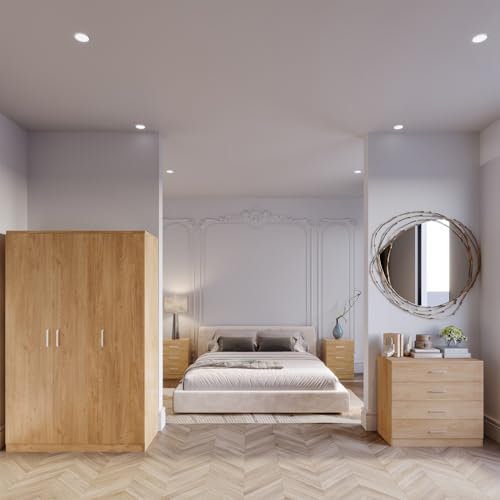 Seconique Dakota 3 Door Wardrobe Bedroom Set in Oak Effect