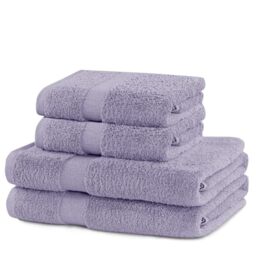 DecoKing Set of 4 Cotton Quality 525 g/m² 2 Hand Towels 50 x 100 cm and 2 Bath Towels 70 x 140 cm Purple Absorbent Marina