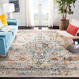 SAFAVIEH Traditional Rug for Living Room, Dining Room, Bedroom - Madison Collection, Short Pile, in Cream and Blue, 91 X 152 cm