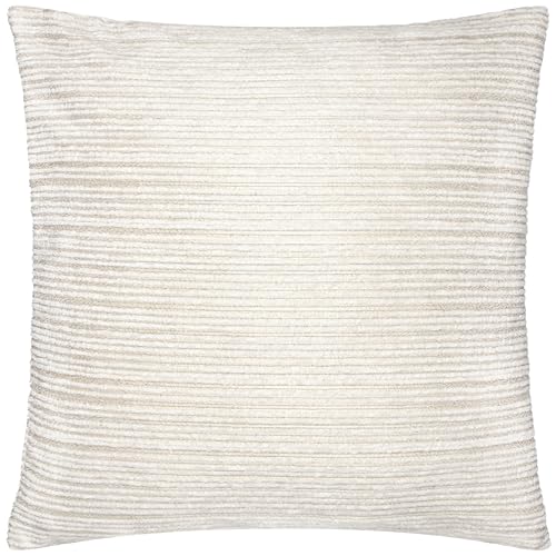 Paoletti Jupiter Cushion Cover – Pearlescent Jacquard Chenille Linear Textured Decorative Case (Ivory/Gold - 50x50cm)