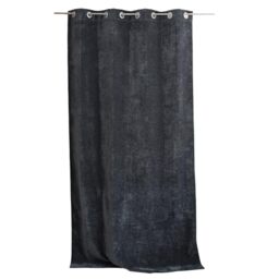 ED ENJOY HOME Thermal Blackout Curtain with Eyelets, Dark Grey, 140 x 260 cm, 100% Polyester, Velour, Fleece Lining, Velvet Collection
