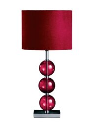 Premier Housewares Bedside Table Lamp Ceramic Effect Bedside Lamp Chrome Base Table Lamps for Lounge Desk Lamp Lamp Shade H51 Cm X W24 Cm X D24Cm, Red