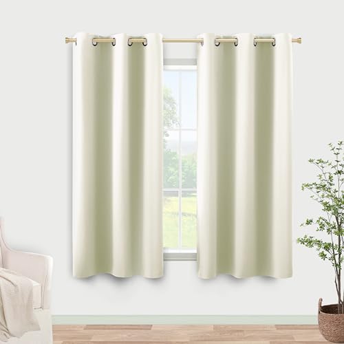 KOUFALL Cream White Curtains Drapes for Bedroom 2 Panels Set Blackout Curtain Panels 42 by 54 Inch Length Off White