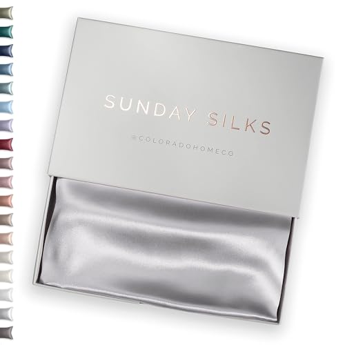 Colorado Home Co Mulberry Silk Pillowcase for Hair and Skin - 22 Momme, 100% Natural Silk with Hidden Zipper - Anti Aging, Anti Acne Dual Sided King Size Silk Pillowcase - Silver Quartz - 1 Pack