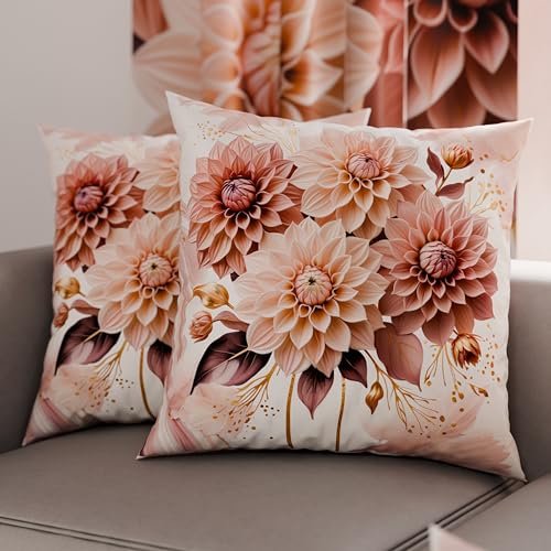 PETTI Italian Artisans - Pair of 65x65 cm Microfiber Cushion Covers, Decorative Pillows for Bedroom, Sofa, Living Room, Set of 2 Cushion Covers, Powder Floral Pillowcase, 100% Made in Italy
