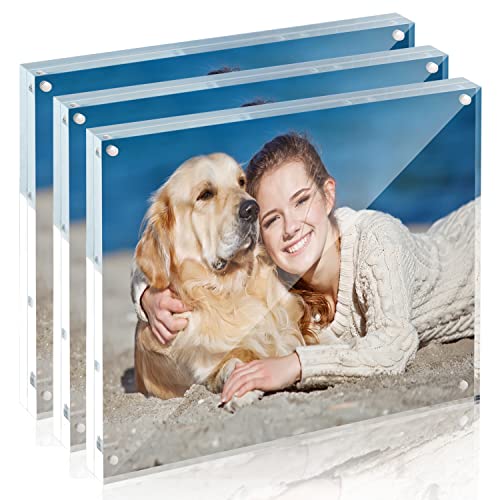 A-0913-2054A - Freestanding Double Sided Magnetic Picture Frame,Acrylic Picture Frames for Desktop Display with Microfiber Cloth,Gift Ideal