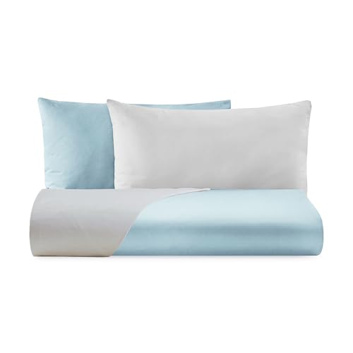 Giovanni Dolcinotti - Double Duvet Cover Set, Doubleface – 2 Pillowcases – Frozen/Pearl – 100% Cotton Percale – Made in Italy – Boston Model