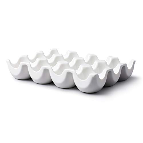Wm Bartleet & Sons Traditional Porcelain 6 Eggs Storage Box/Tray for the Fridge or Kitchen Worktop ??? White