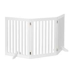 Relaxdays Wooden Safety Barrier, Adjustable Gate for Dogs & Children, Fireplace & Oven, MDF, 3 Panels, 70x154cm, White