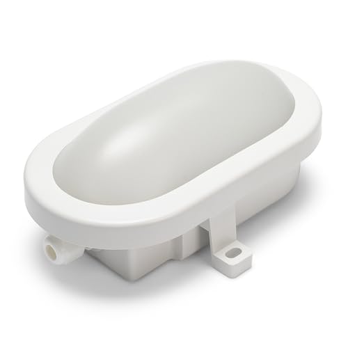 Velamp Super Bright Oval LED Wall/Ceiling 450 lumens (5W). Easy Installation. for Indoor or Outdoor (IP65). Natural Light 4000K, 5.5 W, White, Tartaruga_B