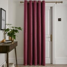 Fusion Wine Red Single Curtain W66 x L84 – Eyelet – Thermal Blackout Panel – Red Window Treatment for Bedroom, Living Room & Door – Claret Drapes – Strata Collection