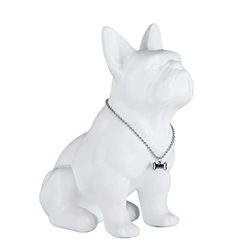 Nordic French Bulldog Dog Statue Home Decor Accessories Animal Decor Resin Figurine for Living Room Decor (White, 7.4 x 4.3 x 9 inches)